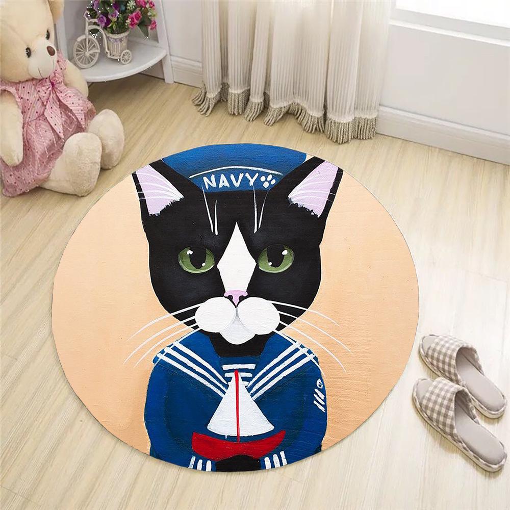 Cartoon Haustier Katze Muster Rund Plüsch Teppich Hause Cartoon Sofa Schlafzimmer Boden Dekoration Waschbar Teppich