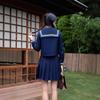 Navy Three-Piece Sailor-Style JK Uniform with Pleated Skirt Set