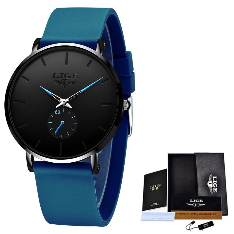 LIGE New Fashion Sports Mens Watches Top Luxury Waterproof Simple Ultra-Thin Watch Men Quartz Clock Relogio Masculino