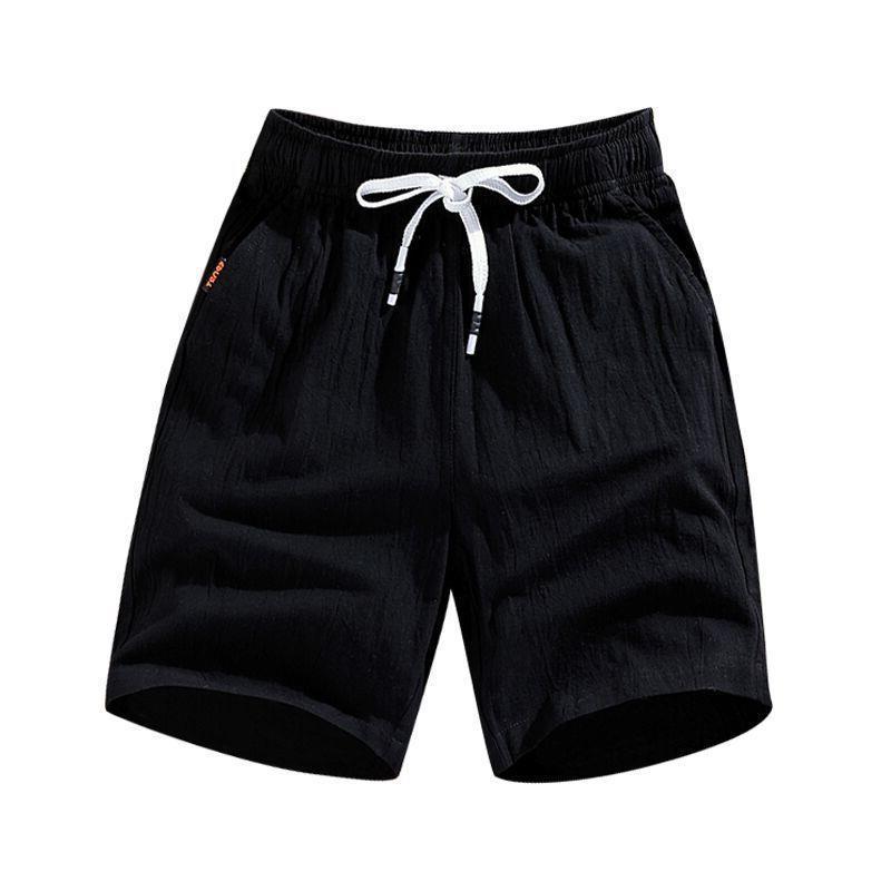 Pánské letní ležérní lněné šortky s elastickým pasem a stahovací šňůrkou