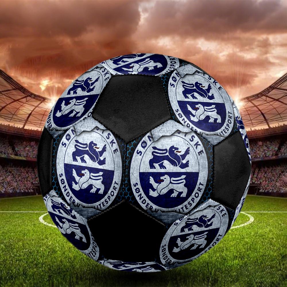 Sonderjyske FC Soccer Ball, Colorful, Suitable for All Ages, Machine-stitched, PVC Material, Competition Grade, Durable and High Bounce