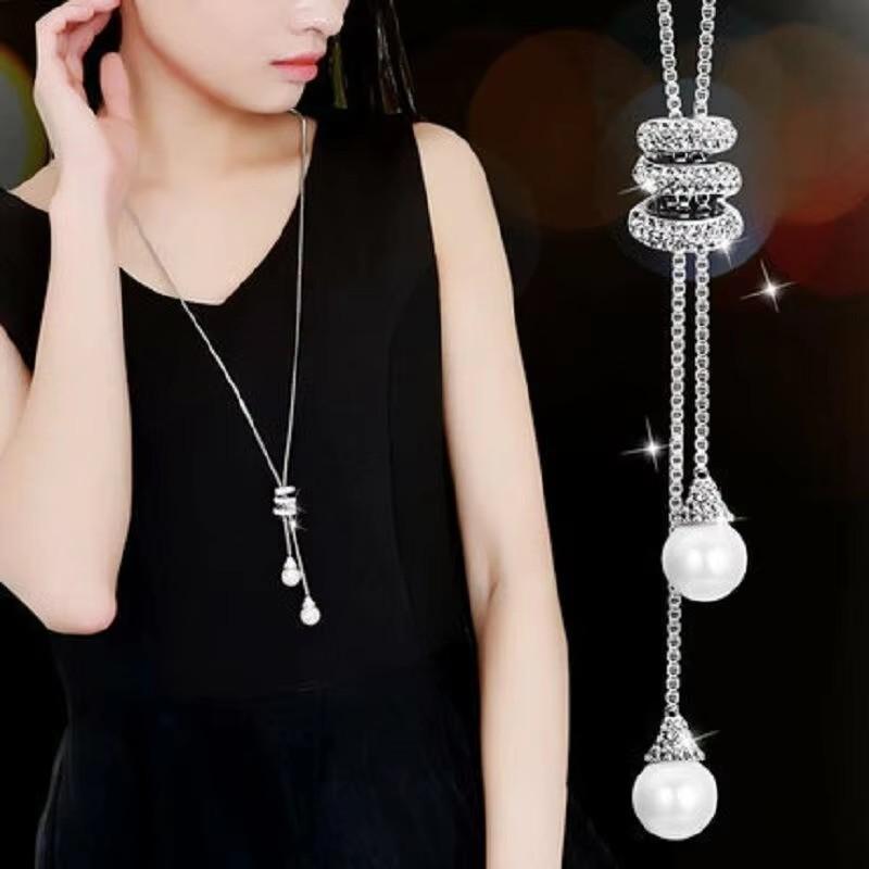 New Temperament Multi-layer Pearl Sweater Chain Pendant Necklace for Women Korean Personality Fashion Choker Jewelry Accessories