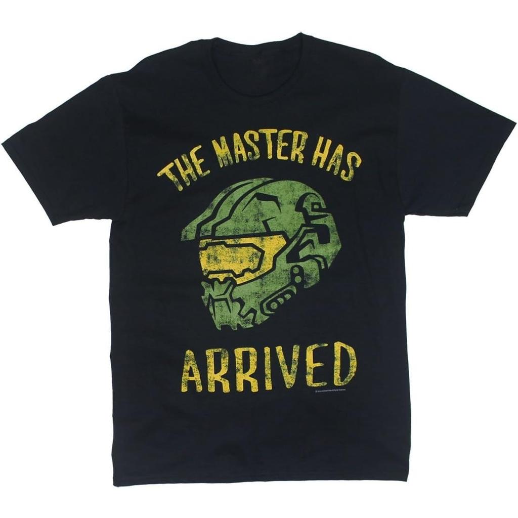 Halo Der Meister ist angekommen Erwachsenes Schwarzes T-Shirt Erwachsenengröße L Lässig Mode Rundhals Kurzarm T-Shirt Unisex Tee