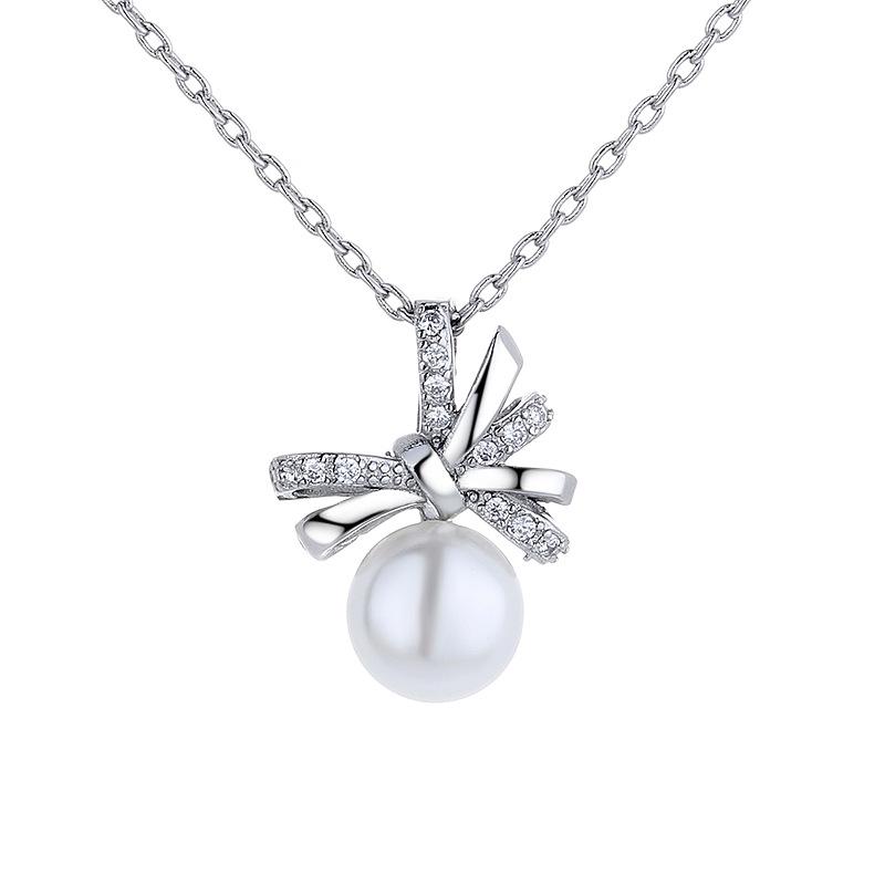 New Year's Bow Pearl Necklace for Women's Light Luxury and Niche Design, with A Sense of Collarbone Chain