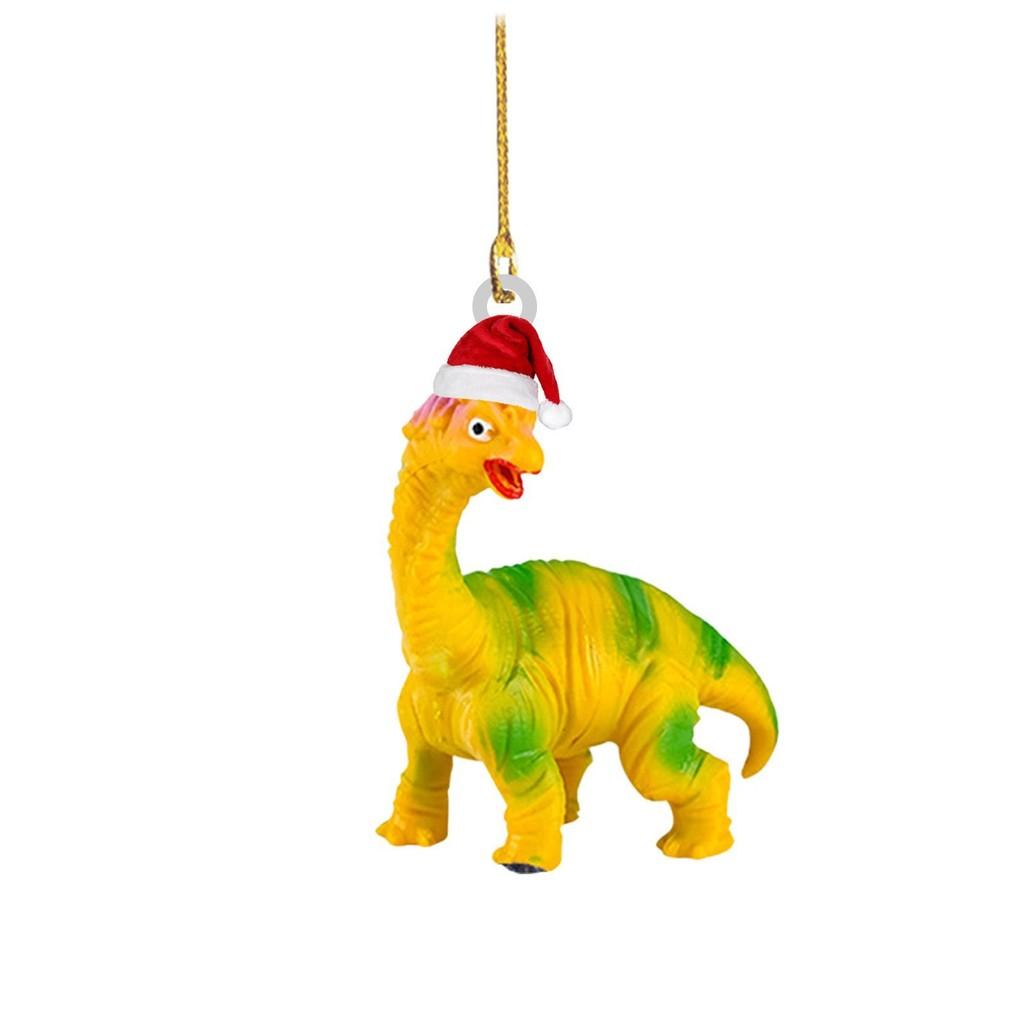 Festive Flat Dinosaur Acrylic Christmas Ornament Cheerful Vehicle Decoration Gift For All Ages