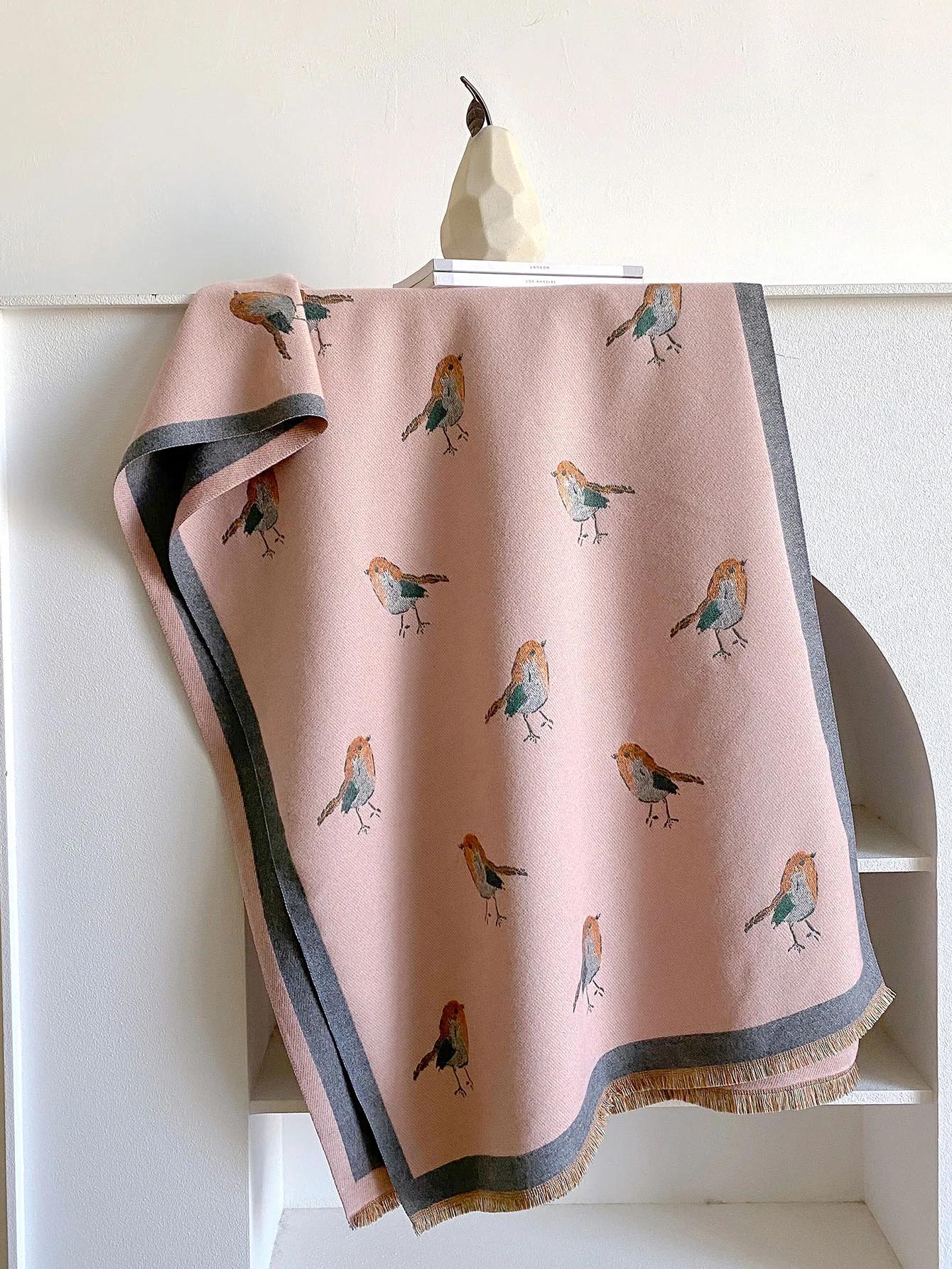 

Thick Cashmere Blanket Women Scarf Warm Pashmina Shawl Winter Wraps Bufanda Print New Design Poncho Echarpe Female рожевий