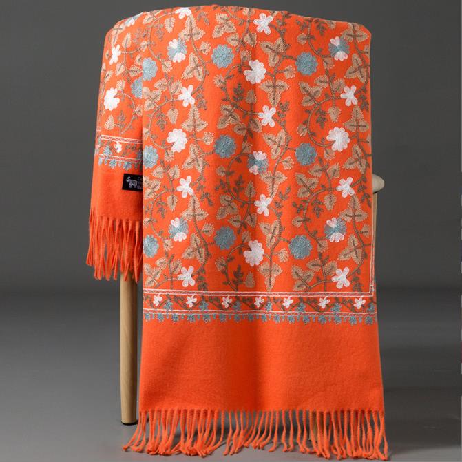 Women Winter Scart Embroidery Scarves Tippet Fashion Shawl Women Shawls Wraps Long Tassel Female Foulard Blanket Wrap Scarf