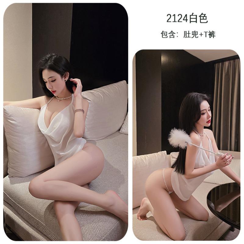 Sex underwear pure desire neck mesh backless nightgown sexy temptation mesh perspective pajamas