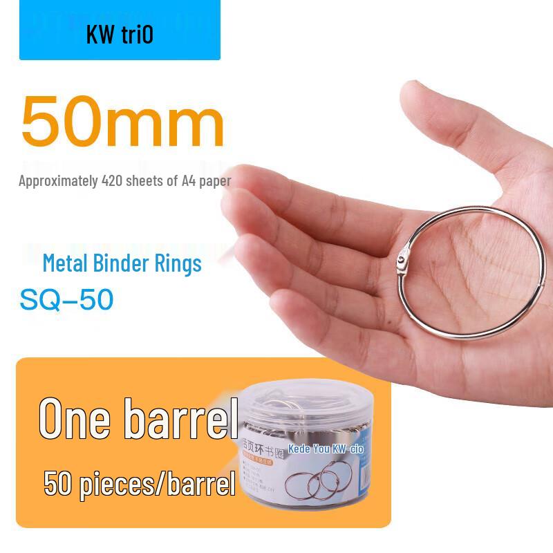 KW-triO SQ-50 50mm Silver Loose-Leaf Binding Rings