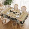 Vintage Pastoral Round Table Tablecloth, Rooster Pattern Flower European Country Household Table Cloth, Fabric Tablecloth
