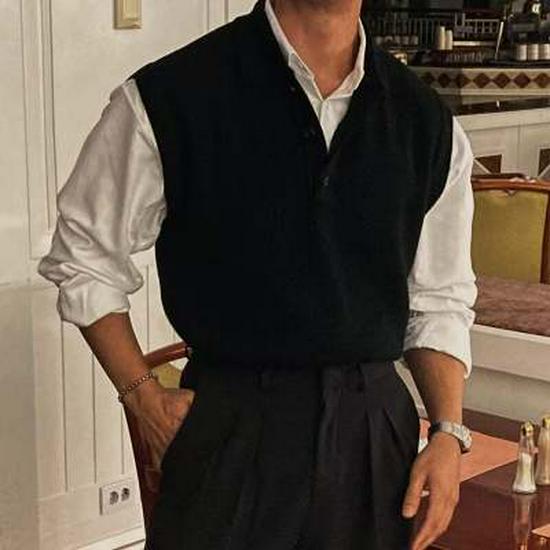 Men's Retro Luxury Knit Vest Waistcoat Sweater - Spring/Autumn Style