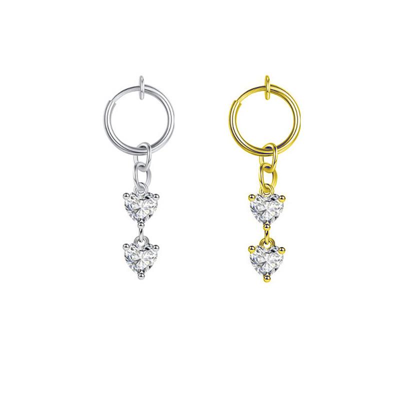 Stylish Four-Claw Stainless Steel Heart Belly Button Ring, No Piercing Needed