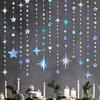 Iridescent Party Decorations Star Circle Dot Paper Garland Banner Bunting Streamer Metallic Hanging Twinkle Star Decoration for Kids Birthday Baby