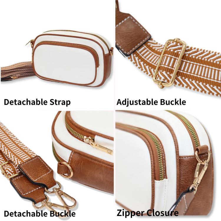 Ielgy Embroidered Grid Messenger Bag Retro Popular Color-Blocking Webbing Shoulder Small Square Bag