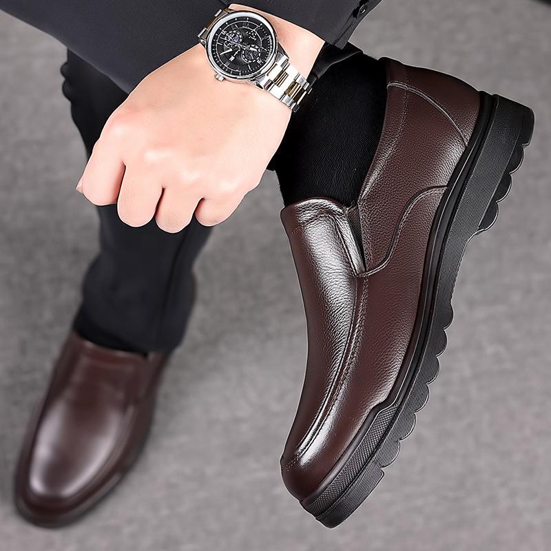 The first layer of cowhide men's business formal leather shoes men's fashion breathable shoes British one-pedal foot cover casual single shoes