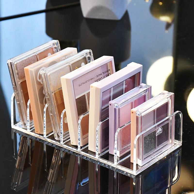 7-Compartment Transparent Makeup Organizer for Eyeshadow Palette and Cosmetics, Vanity Table and Bathroom Countertop Storage Box