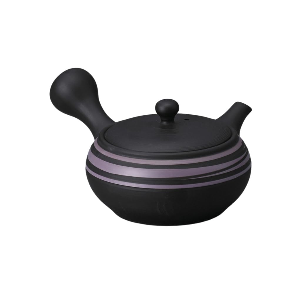 

Ale-net Teapot, 17 x 14.5 x 7.5 cm, 330cc, Black and Purple Spiral Teapot (with Obi Net), Porcelain, Tokoname Ware, Made in Japan, Stylish