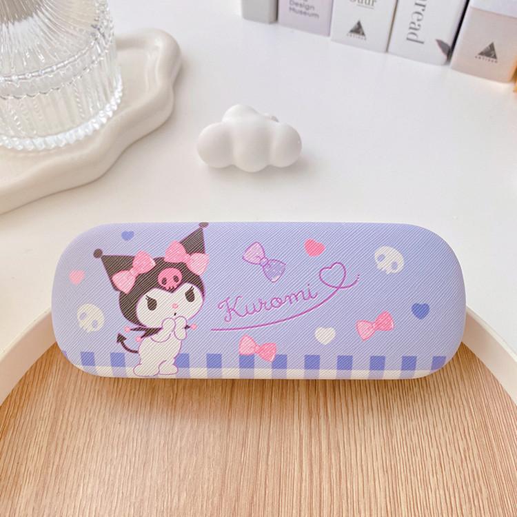 Hello Kitty Glasses Case Cute Girly Heart Leather Myopia Glasses Case Shockproof Anti-pressure Girls' Storage Glasses Box Gift