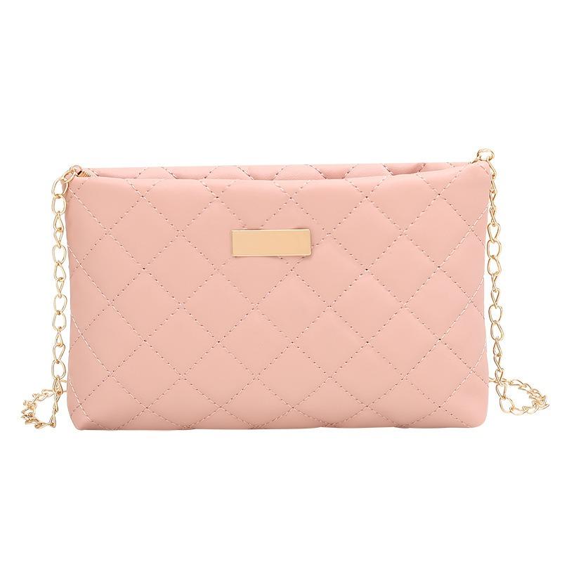 Embroidered Rhombus Soft Bag New Versatile Shoulder Messenger Women's Bag Niche Leather Mobile Phone Change Bag