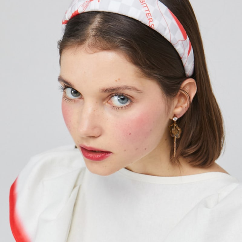 LOVUEE Love Is Bitter Sweet Grey Red Checkerboard patterned Headband