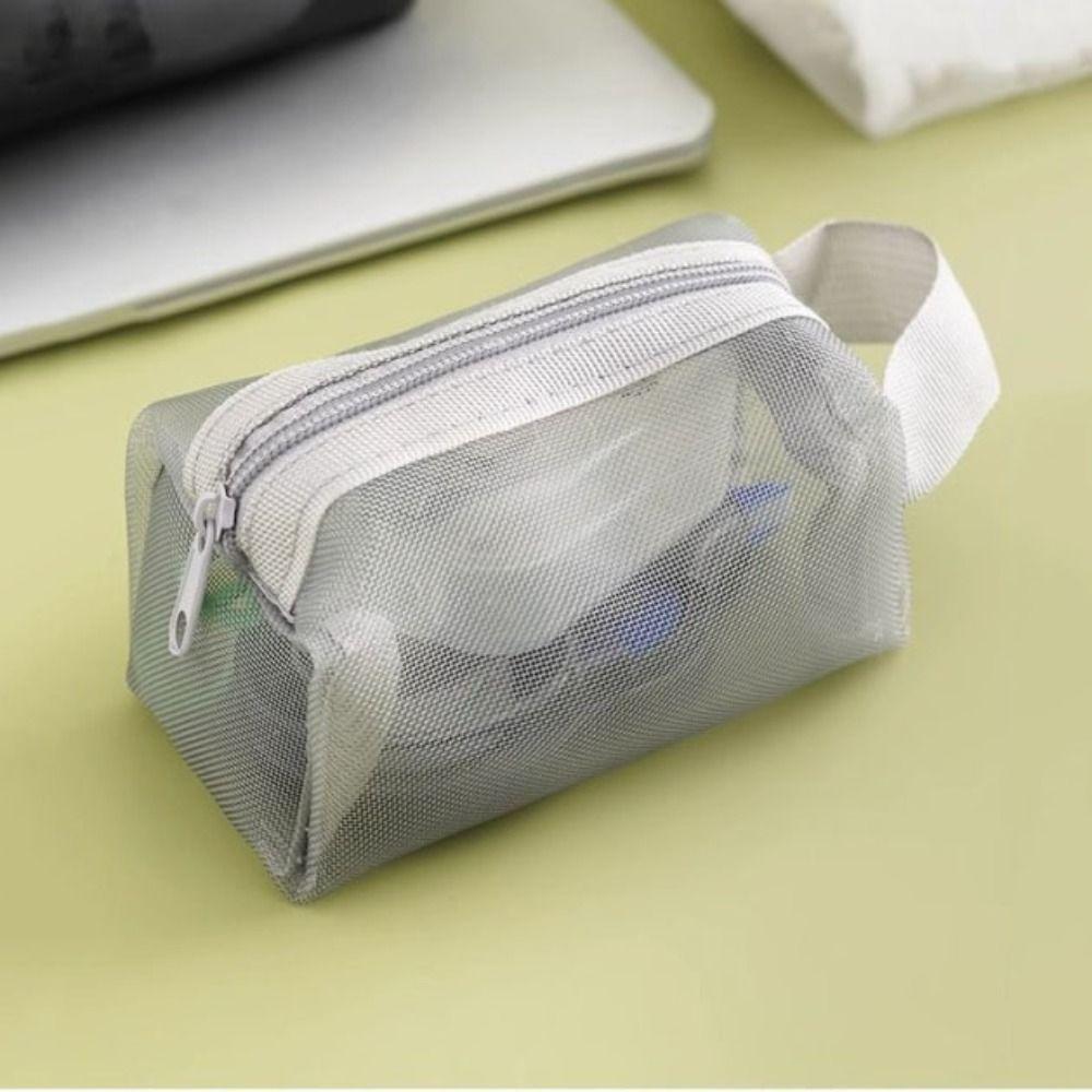 Transparent Mesh Storage Bag Nylon Transparent Cosmetic Bag Casual Small Coin Purse  Daily