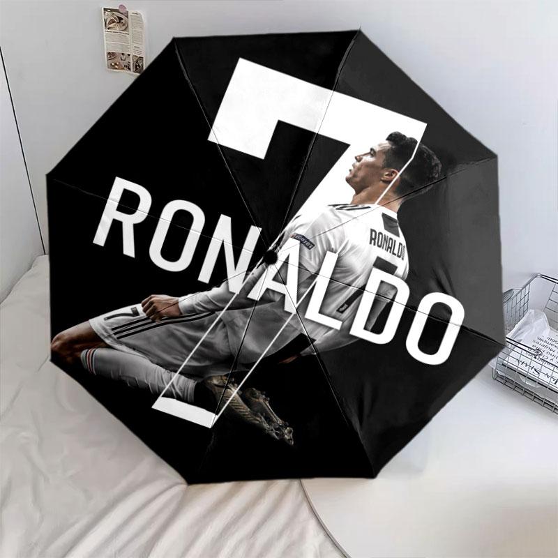 Cristiano Ronaldo pattern, automatic folding umbrella, portable and foldable design, 8 ribs, a Christmas or birthday gift.