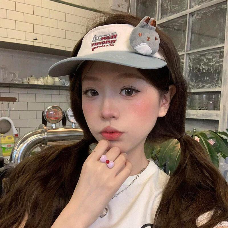 Cartoon Rabbit Empty Top Sun Protection Hat Running Sports Empty Top Hat Outdoor Sun Protection Can Tie A Ponytail Without A Top Baseball Hat