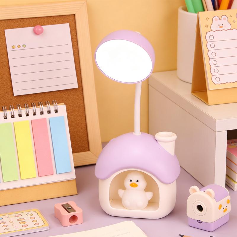 Cute Duck Night Desk Lamp Rechargeable Eye Protection Study Night Light for Desk Kid Room Bedroom Student Homework Lighting