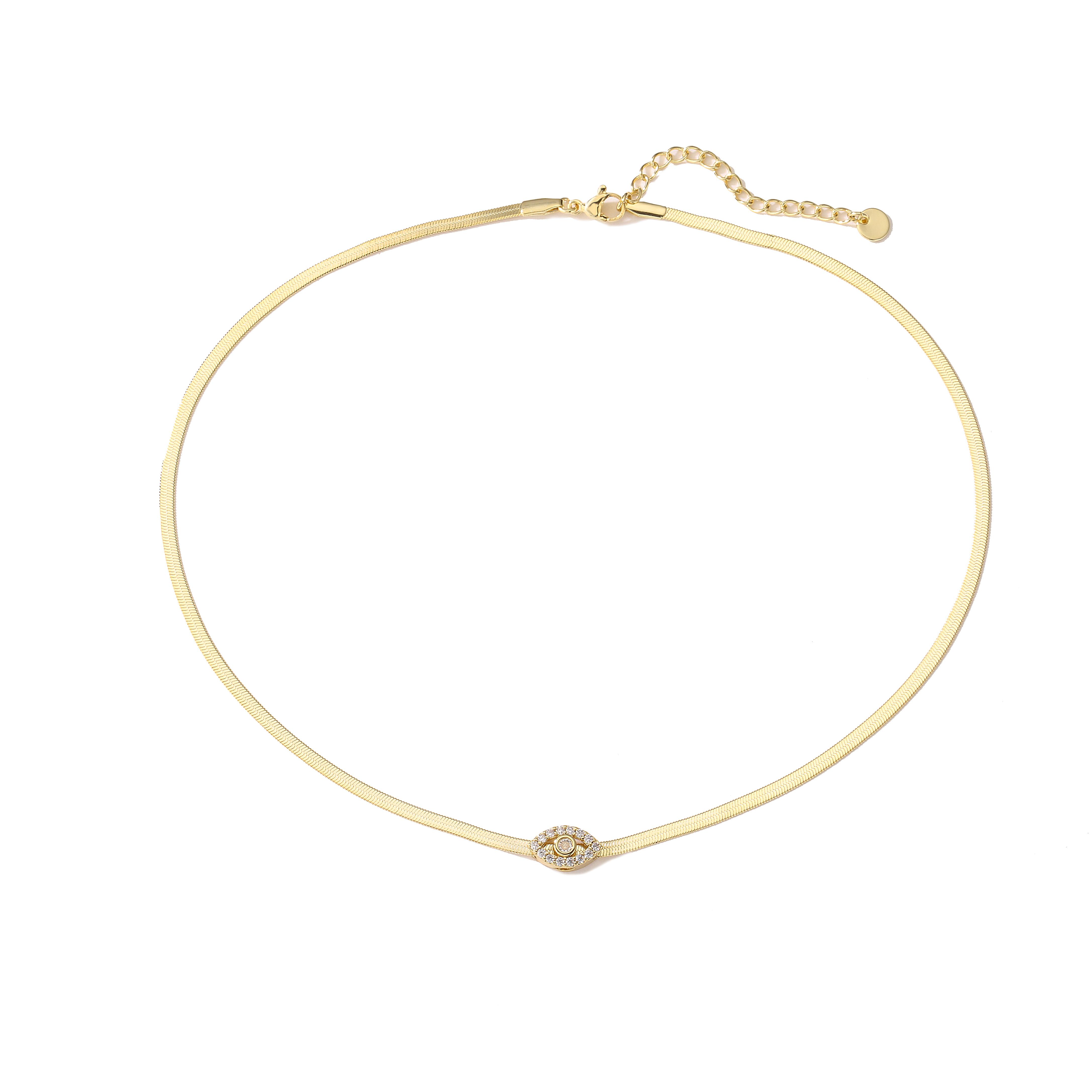 

HECHENG, Enamel Evil Eye Necklace For Women ,Y2K Stainless steel blade Necklaces Choker Fashion Zircon New Trend 40cm
