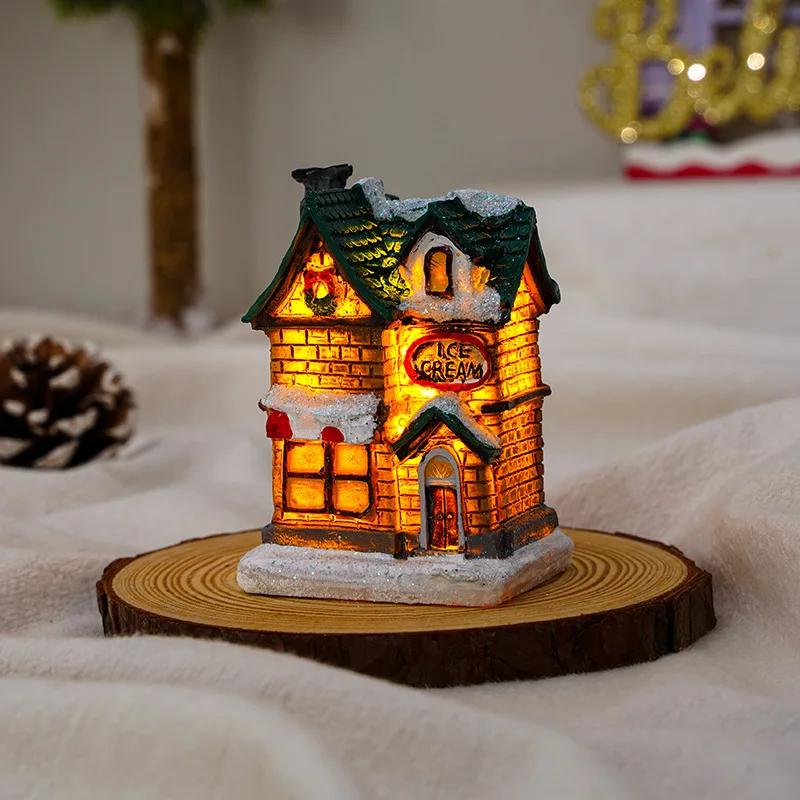 1~6pcs LED Night Light Christmas Ornaments 2025 Luminous Castle Snow House Sculpture Xmas Decoration for Home New Year Navidad