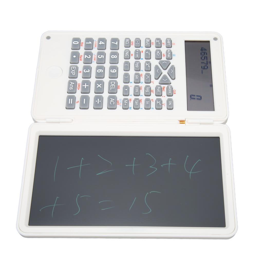 Calculator with Notepad Portable 10 Digits LCD Display Scientific Calculator for School Office Meetings and Family White