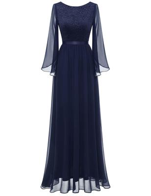 Mother of the Bride Round Perfect for Dinner Stage and Other Size Dress, Long, Sleeved, A-Line, Neck, Weddings, Concerts, Dresses, Chorus, Costumes,
