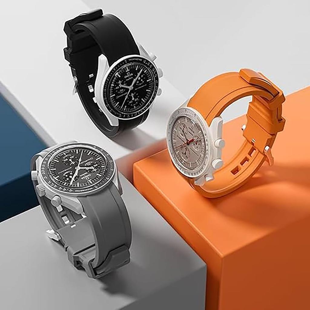 20mm Silicone Watch Band for and Waterproof and Omega, Swatch, MoonSwatch, Speedmaster, Rolex, Seiko. Sweatproof.