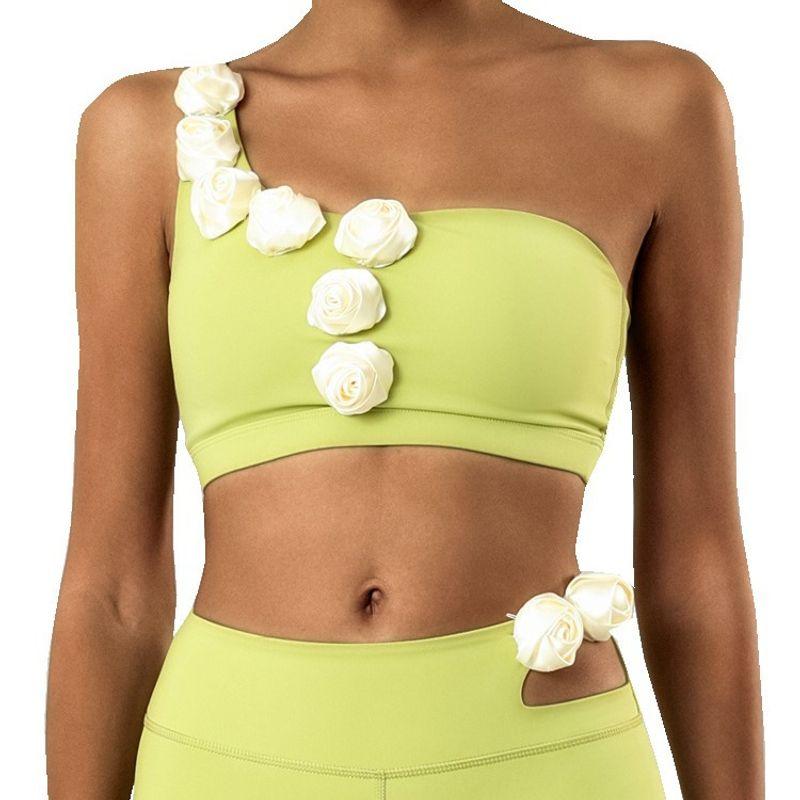 

With Chest Pad 2024 New Arrival Export Yoga Clothes Women s Chest Wrap Bubble Wrap Running Exercise Vest Gym Vest Tops Yellow-green Tops L