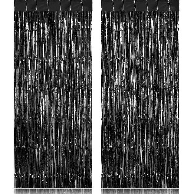 2 Pack Fringe Curta Backdrops, Foil Fringe Curta, Door Streamers for Birthday Wedding Bridal Shower Holiday Graduation Party Decorations, Photo Booth