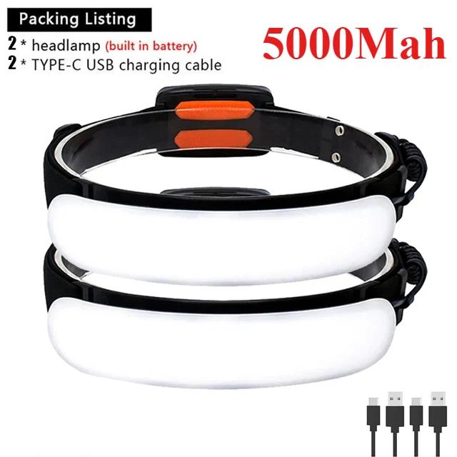 7800mah/5000mah USB Rechargeable Headlights LED Running Lights Outdoor Large Floodlight Repairing Lanternes Warning Lamp 3 Modes