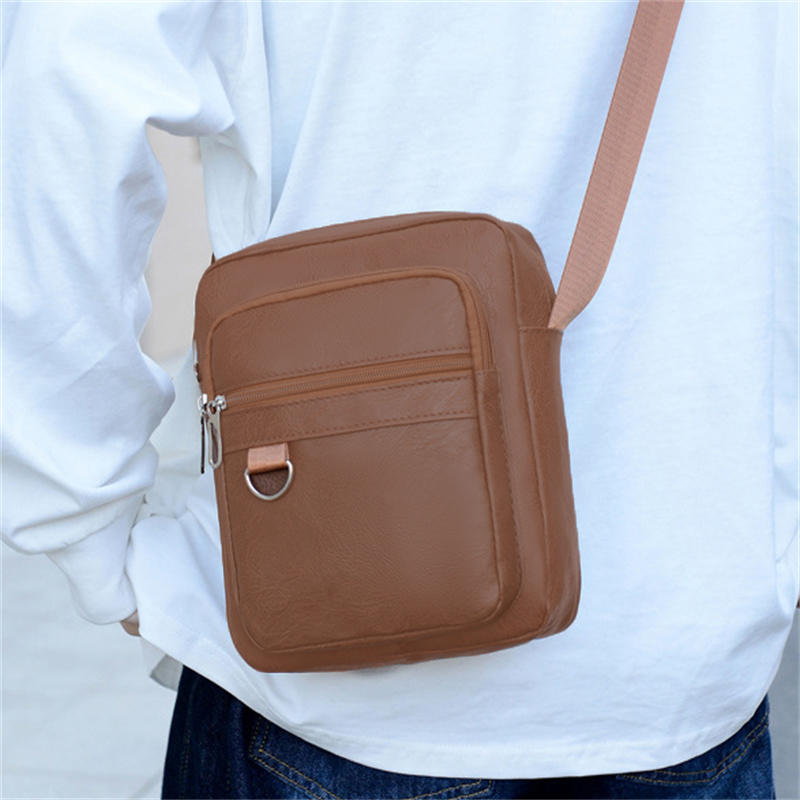 Multilayer Business Leather Crossbody Shoulder Bag for Men Lightweight Travel Casual Messenger Satchel Bags