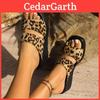 Animal Print Summer Flat Slides For Women Large Size Cushioned Rubber Bottom