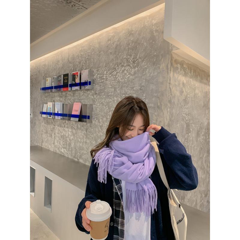 Scarf Women's Autumn and Winter New Wool Cashmere Scarf Versatile Men's Shawl Dual Purpose Solid Color Scarf