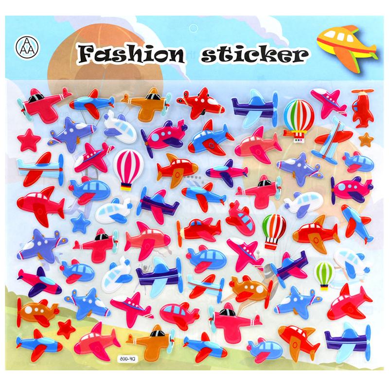 3D Bubble Sticker Car Truck Plane Traffic Waterproof Cartoon Anime Stickers For Girl Boy Kids Funny Educational Toys