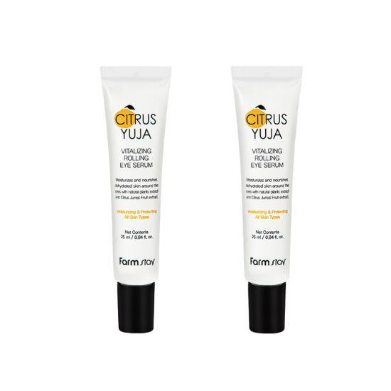 Farmstay Citrus Yuja Vitalizing Rolling Eye Serum Brightening & Hydrating Care 25ml x2