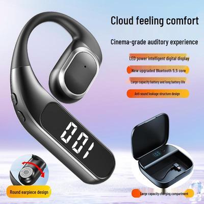 Bluetooth Wireless Stereo Ear-Hook Headset with Digital Display - Universal Fit