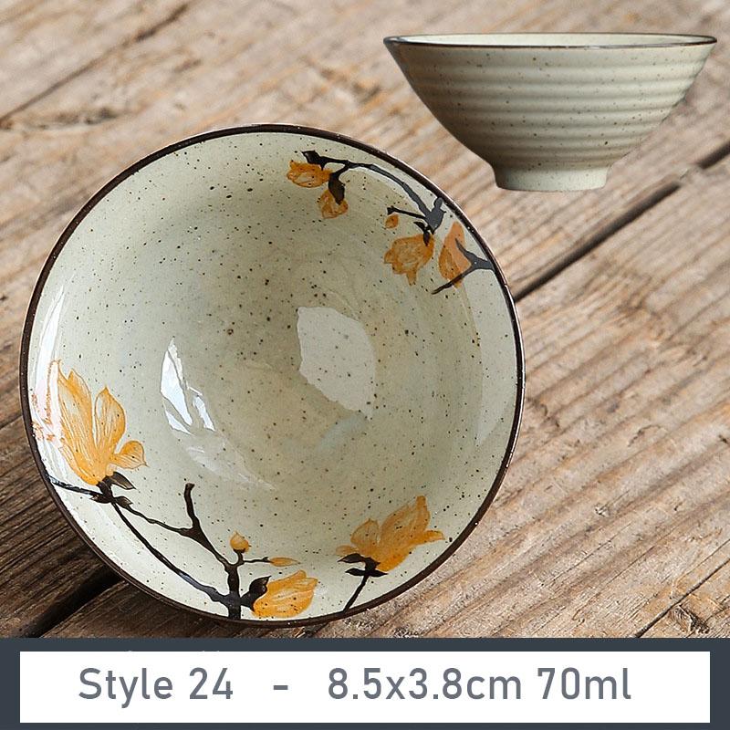 1 Stück Handgefertigte Konische Tasse Antike Pflanzenasche Porzellan Teetasse Reise Keramik Teeschale Anti-Verbrühungs Retro Meditationsbecher Teeset 70ml