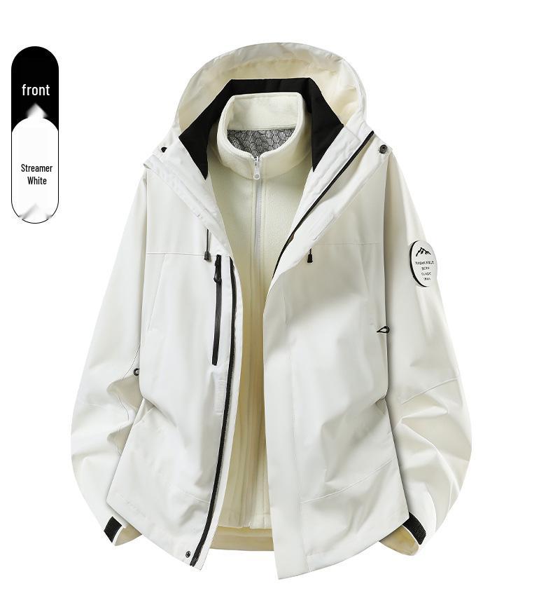 Camel Unisex 3-in-1 Mountaineering Jacket: Graphene-Lined, Windproof, Waterproof, and Warm, New Style, Two-Piece Set.