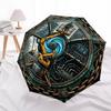 Industrial Gear Mechanism pattern umbrella, portable and foldable design, 8 ribs, a casual accessory for Halloween, Christmas, and birthday gifts.