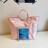 Pink Star Print Tote Bag for Women Large Capacity Waterproof Shiny Handbag Casual Daily Shopping Shoulder Bag for Travel