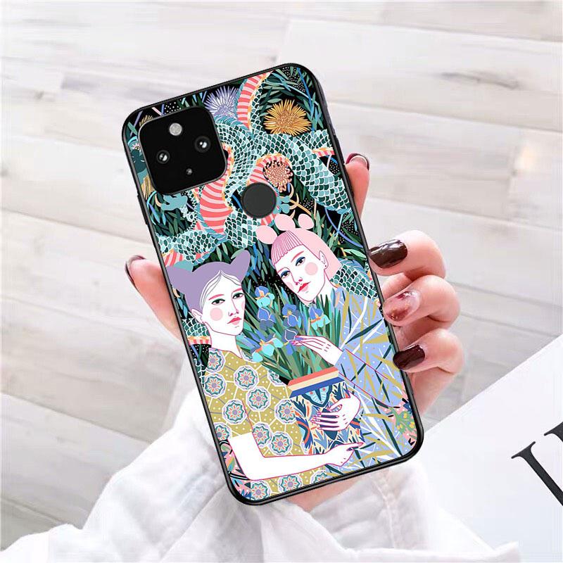 Art jaguar Flower Women Korean Phone Case for Google Pixel 7 Pro 7 6A 6 Pro 5A 4A 3A Pixel 4 XL Pixel 5 6 4 3 XL 3A XL 2 XL