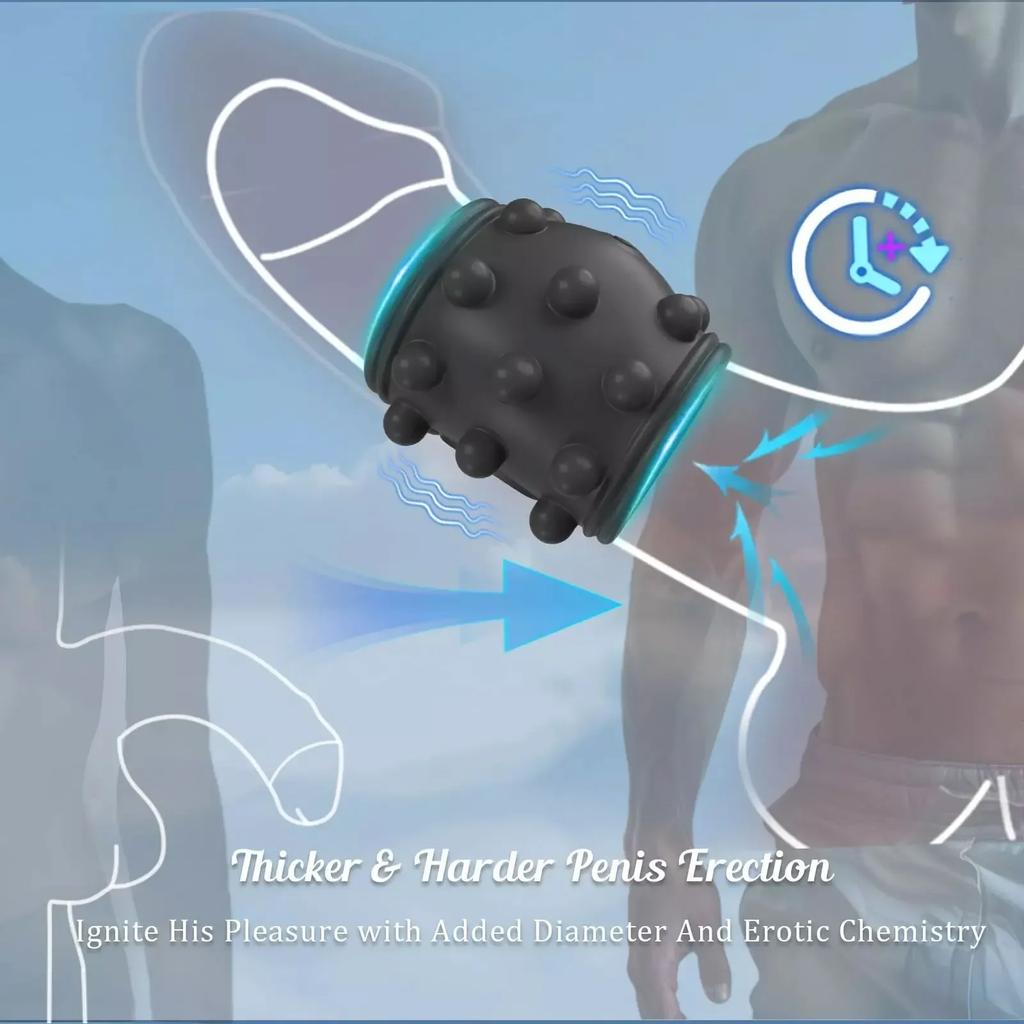 Male Vibrating Penis Sleeve Extender Cock Ring G-Spot Vibrator Vagina Massager Adult Sex Toys For Men Erection Women Couple