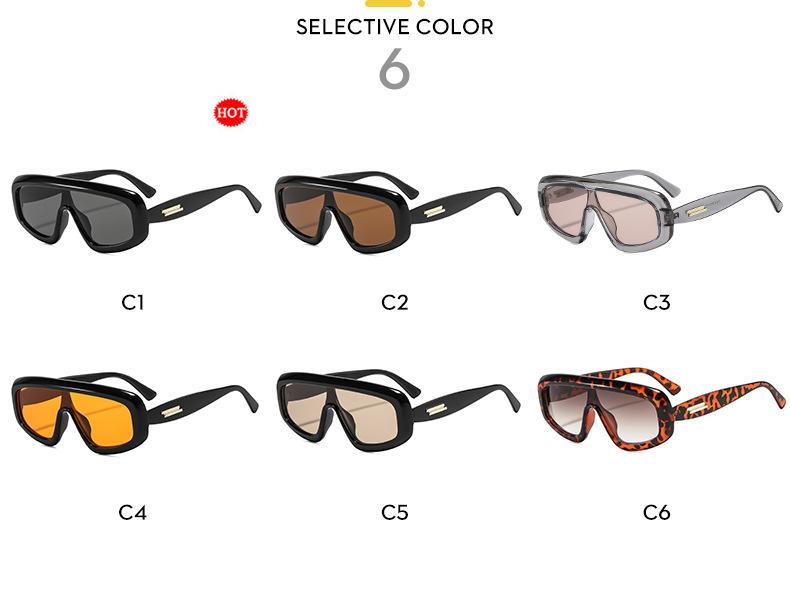 Retro-style one-piece lens glasses for street fashion, hip-hop trend sunglasses, and outdoor sun-protection shades.