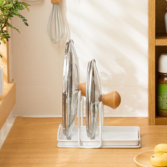 Durable Pot Cover Storage Rack Space-saving Iron Quick Drainage